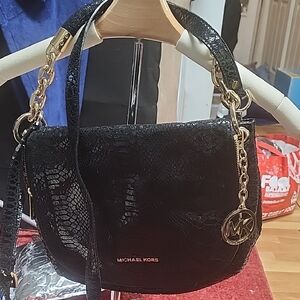 Michael Kors Black Textured Shoulder Bag